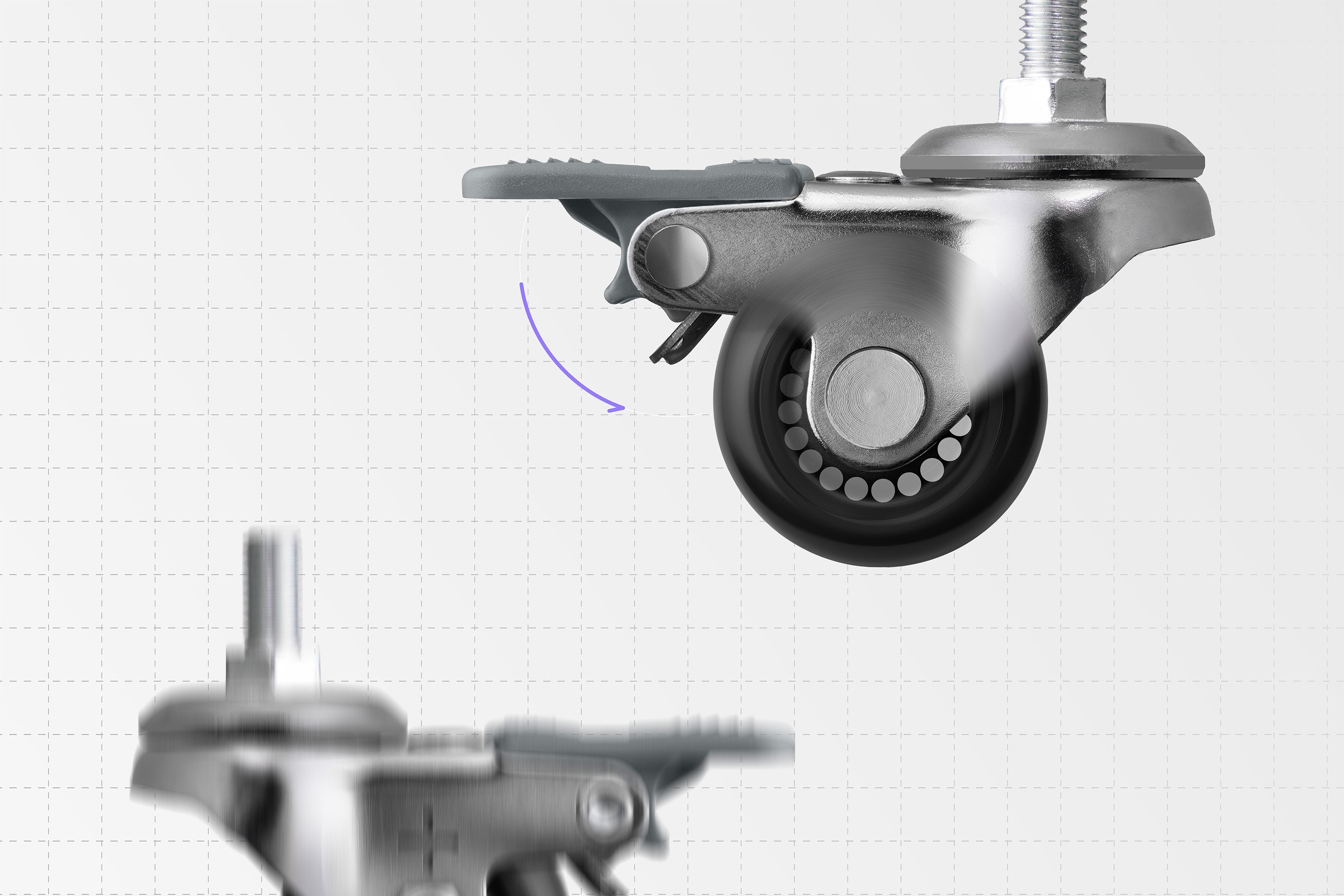 bánh xe HyperWork cho bàn nâng hạ với thiết kế chịu tải ổn định và cơ chế khóa an toàn