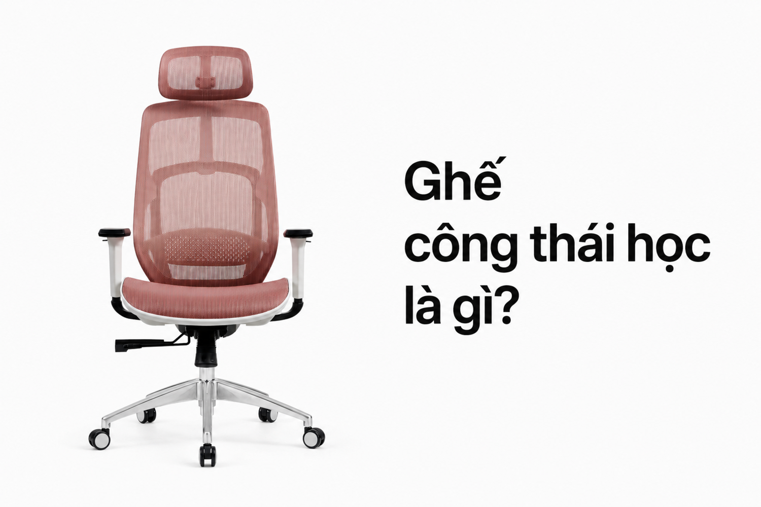 Ghế công thái học màu hồng với tựa đầu và đệm lưới hỗ trợ tư thế ngồi làm việc chuẩn