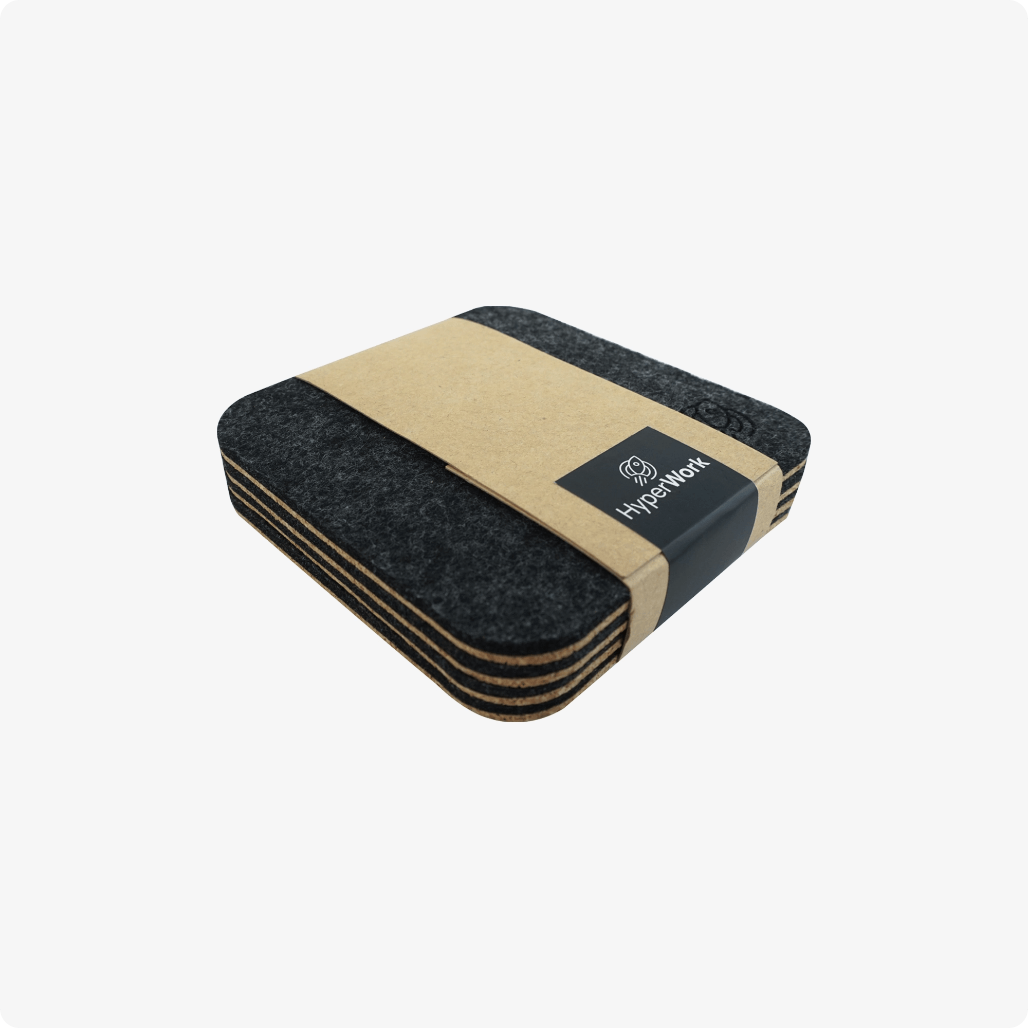 Lót cốc vải nỉ/gỗ sồi ép cao cấp HyperWork - 4 CHIẾC/PACK - HyperWork